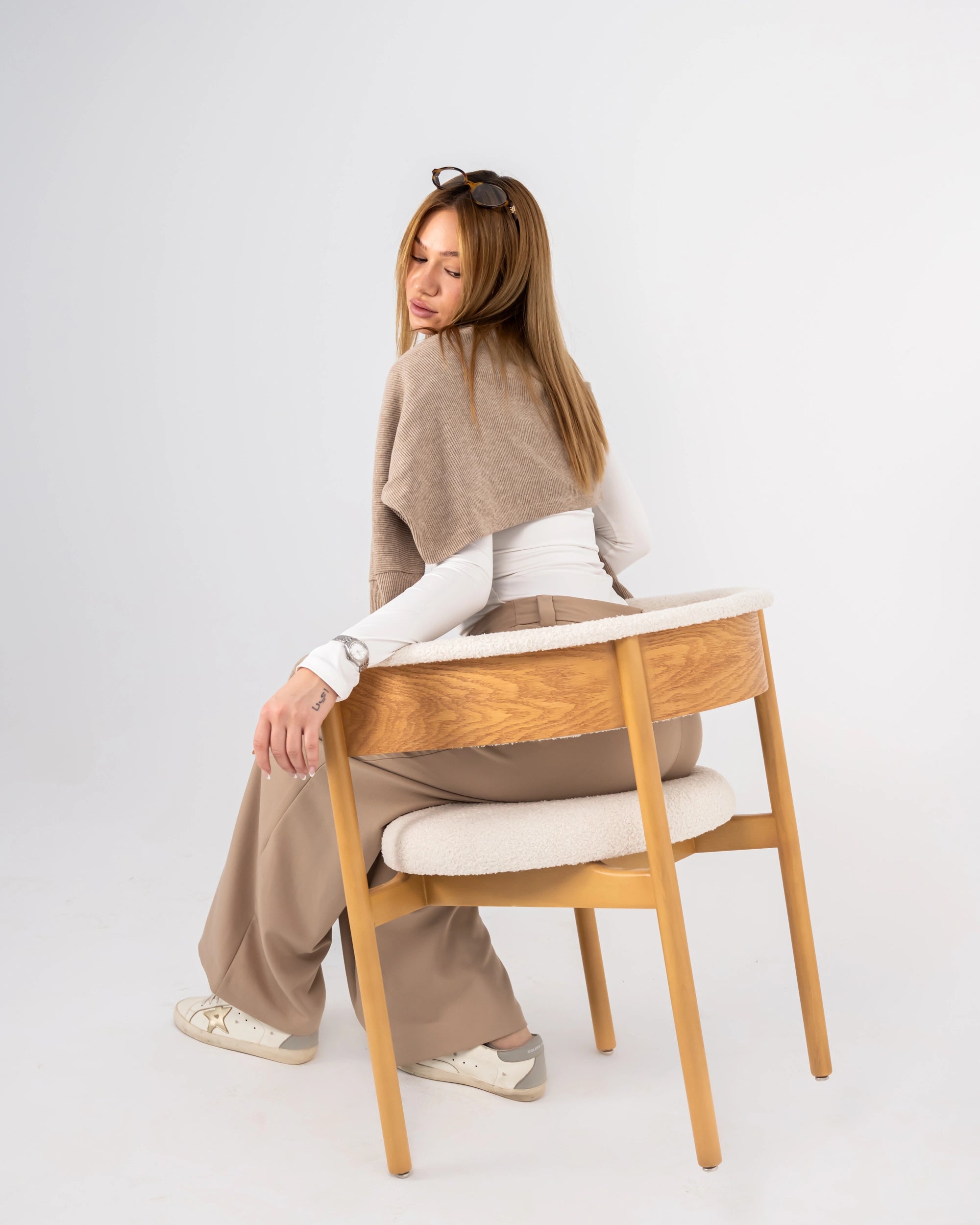 Curved Back Shearling Armchair